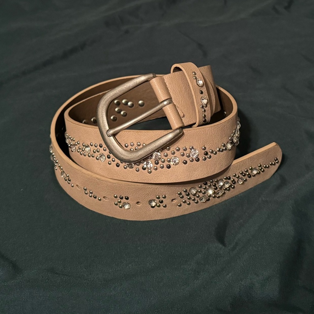 COPY - Tan rhinestones and studs belt